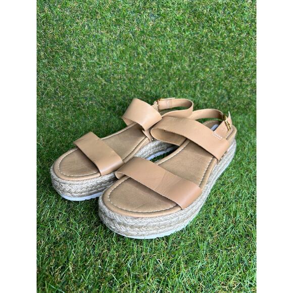 Steve‎ Madden Catia Natural Ankle Strap Open Toe Wedge Espadrille Sandals 11 - Picture 2 of 11